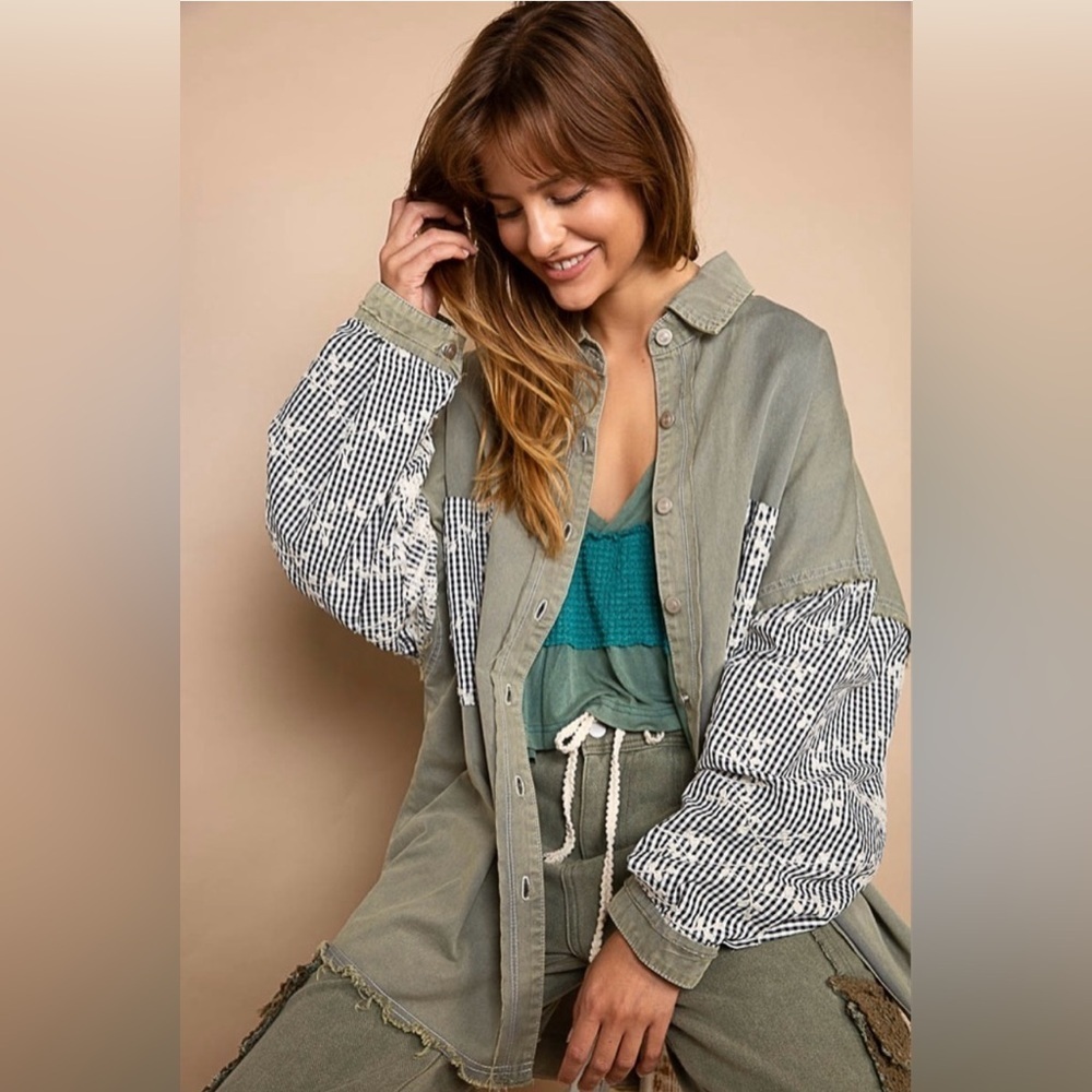 NEW POL Cotton Oversized Detailed Jacket Size Small